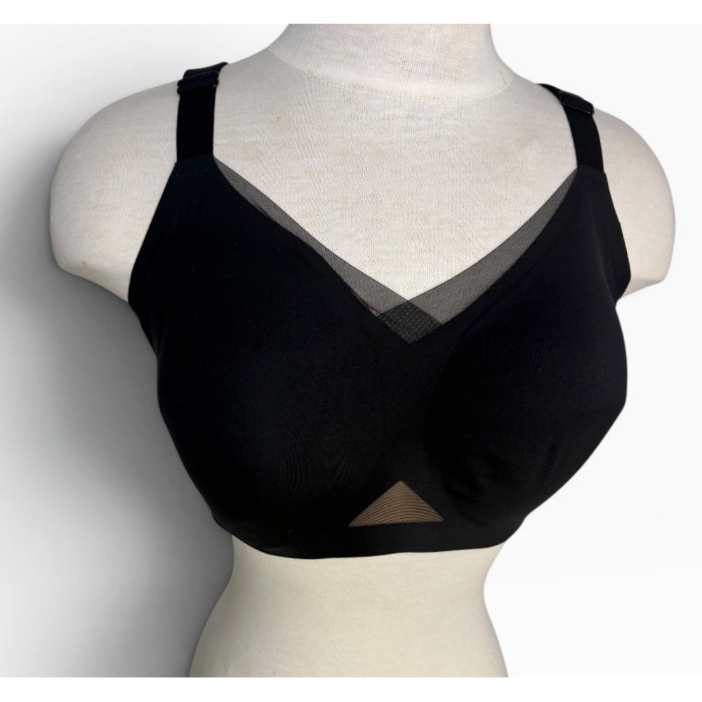 Honeylove Black Wireless Support Bra Mesh Full Coverage Adjustable Strap